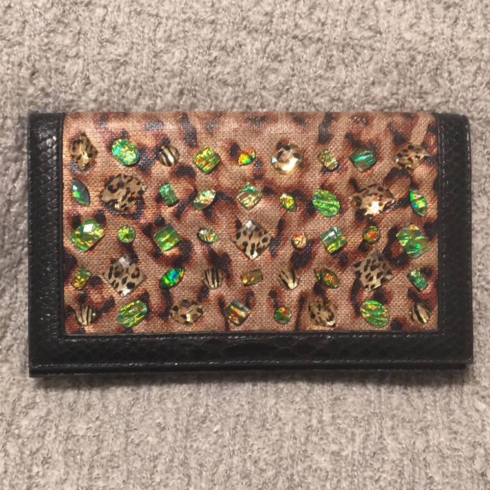 NWT Christian Audigier Leopard Jewel Clutch